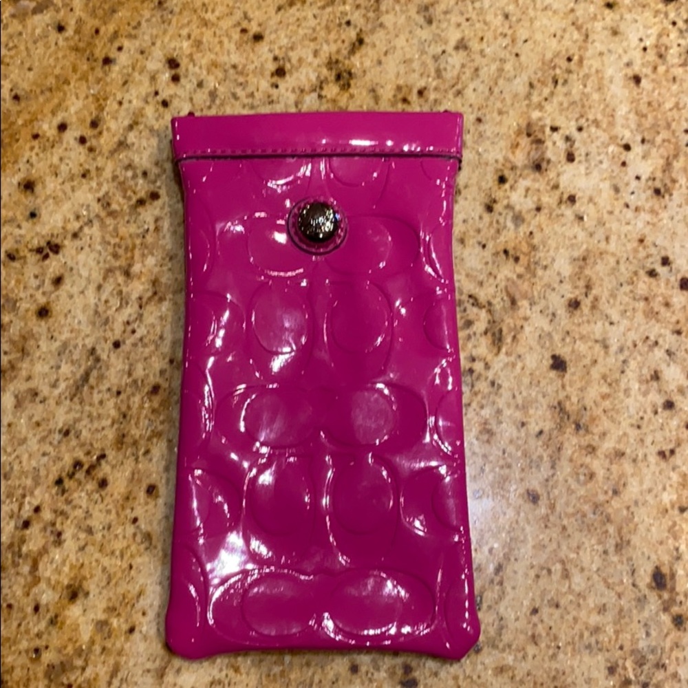 COACH hot pink vinyl Sunglasses case. Easy clean